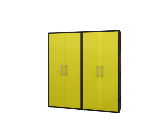Eiffel Storage Cabinet in Matte Black and Yellow (Set of 2)