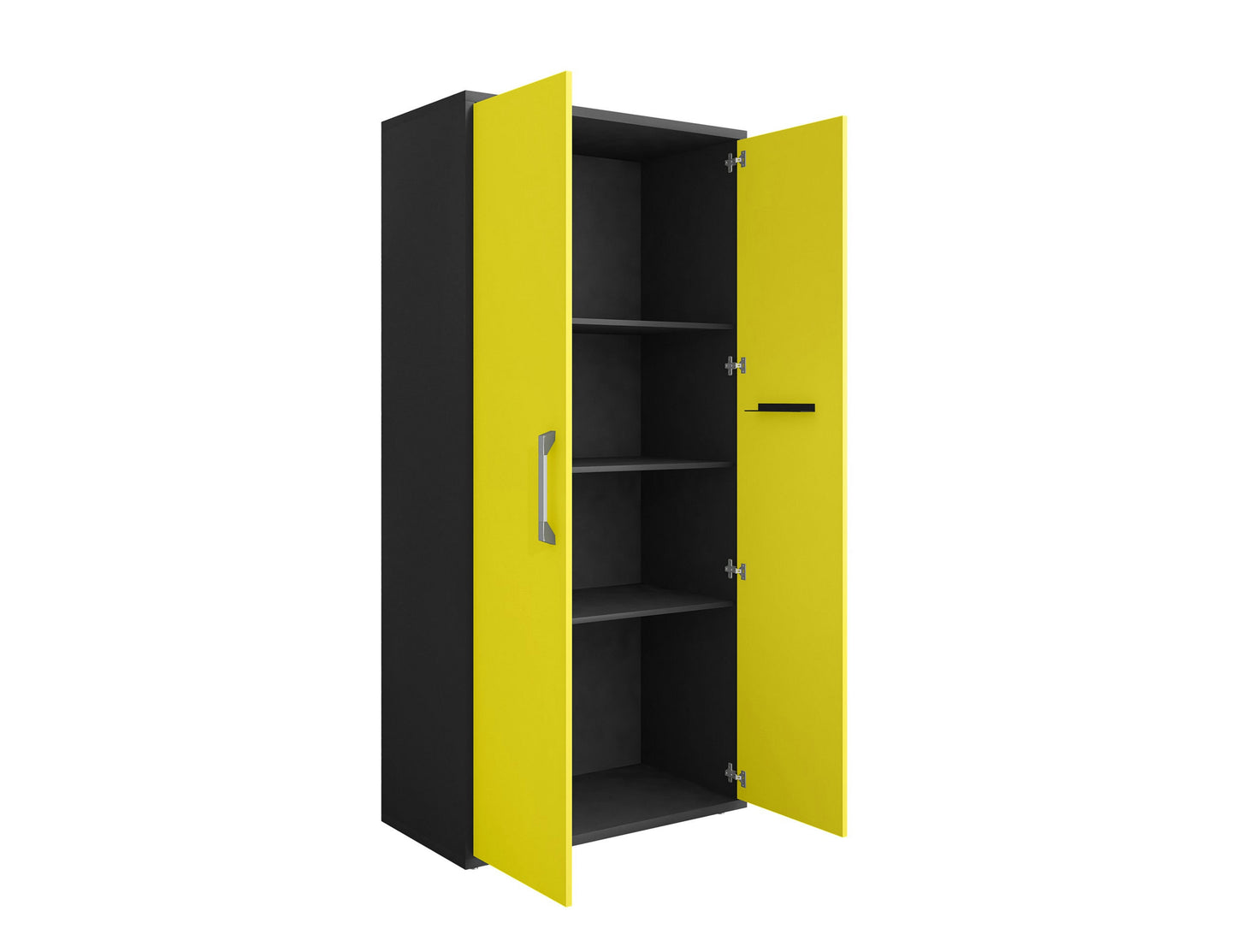 Eiffel Storage Cabinet in Matte Black and Yellow (Set of 2)