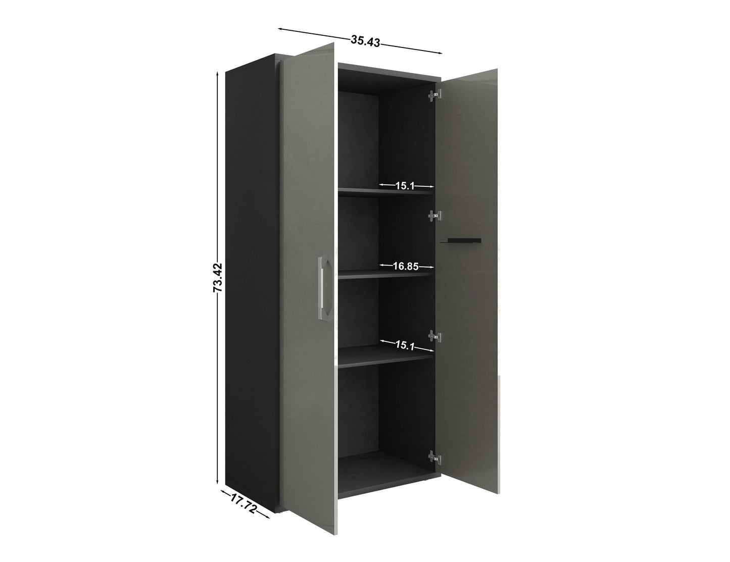 Eiffel Storage Cabinet in Matte Black and Grey (Set of 2)