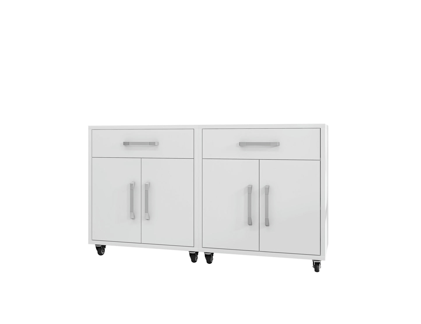 Eiffel Mobile Garage Cabinet in White (Set of 2)