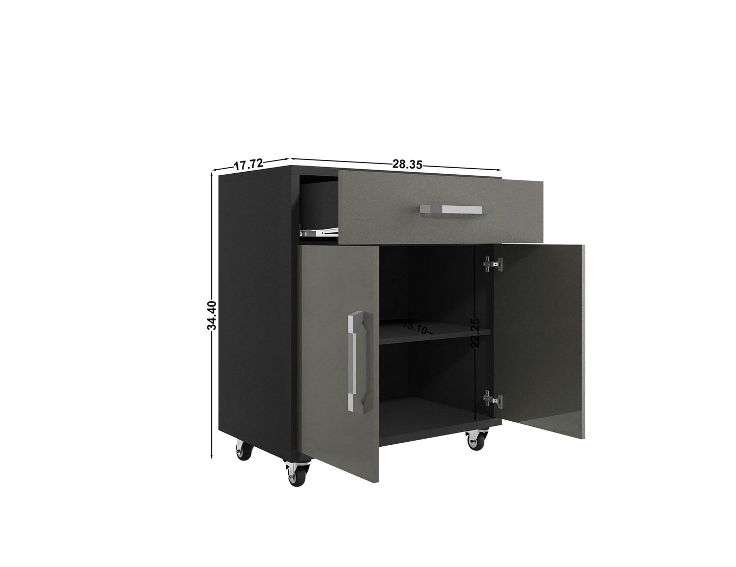 Eiffel Mobile Garage Cabinet in Matte Black and Grey (Set of 2)