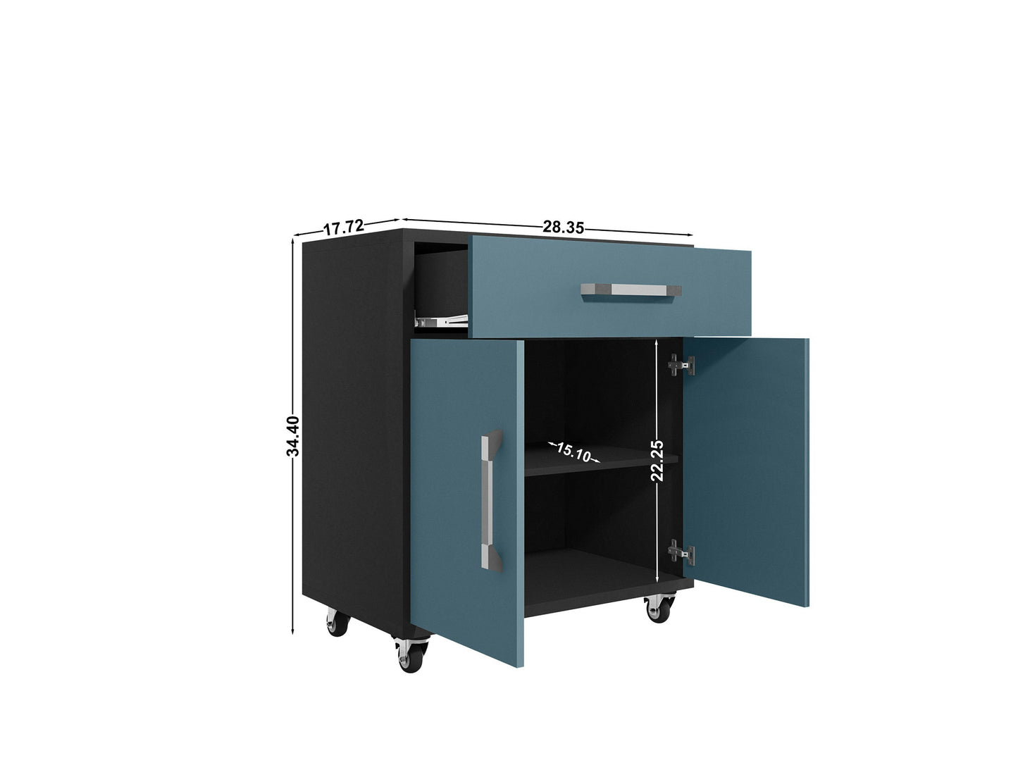 Eiffel 2-Piece Storage Garage Set in Matte Black and Aqua Blue