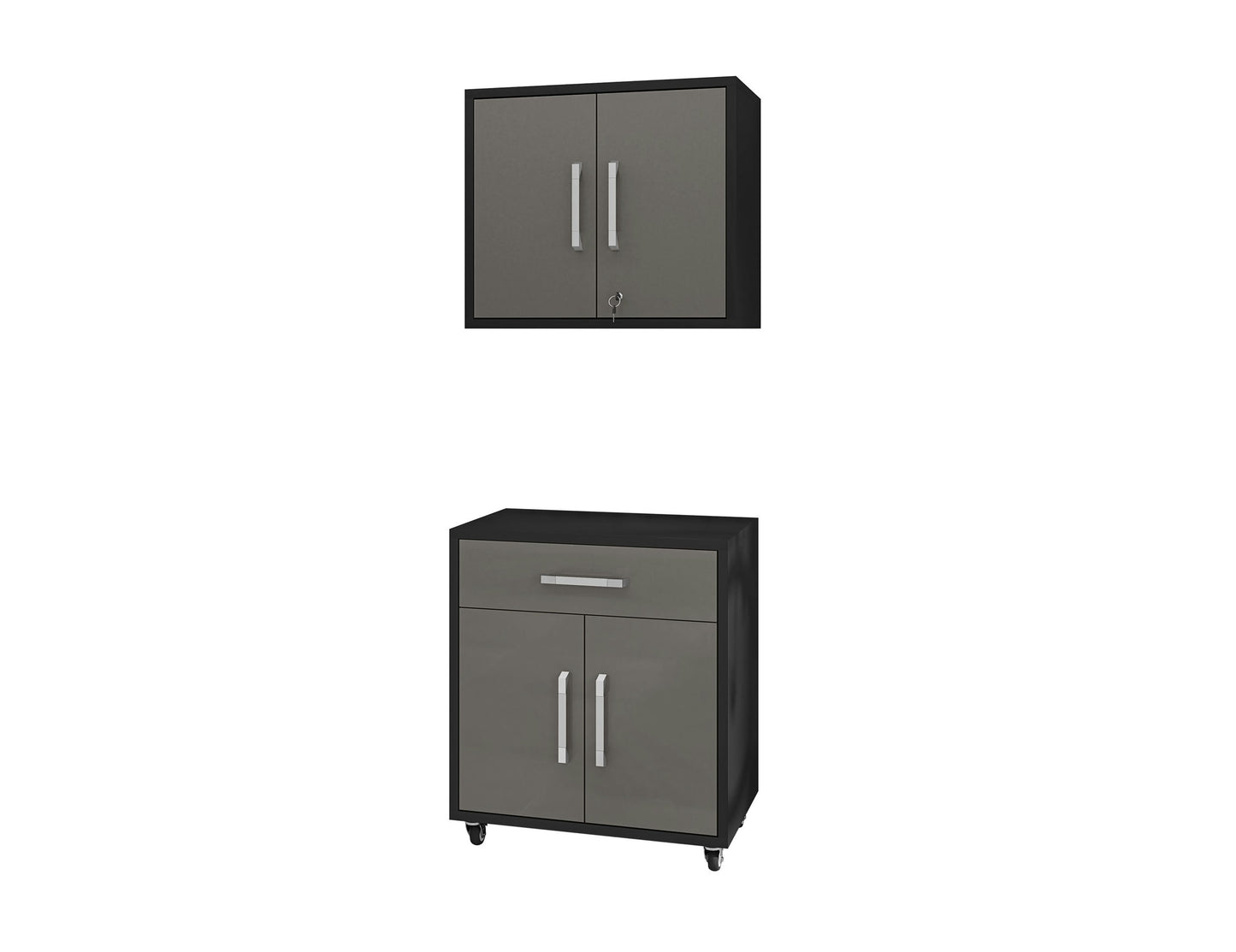 Eiffel 2-Piece Storage Garage Set in Matte Black and Grey