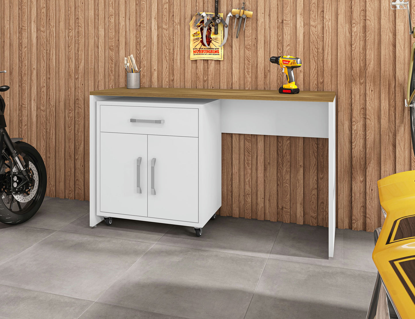 Eiffel Garage Work Station Set of 2 in White