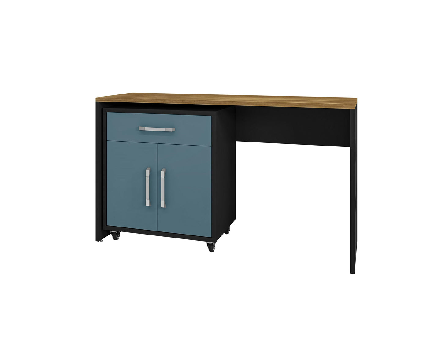 Eiffel Garage Work Station Set of 2 in Matte Black and Aqua Blue