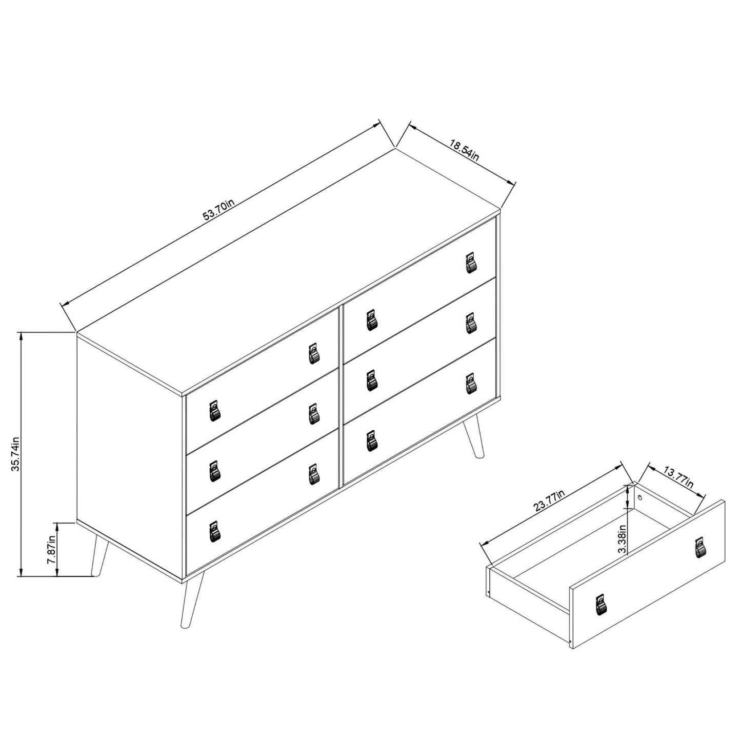 Amber Double Wide and Tall Dresser - Set of 2 in Blue and Nature