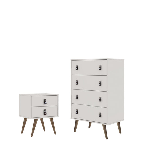 Amber Tall Dresser and Nightstand - Set of 2 in White