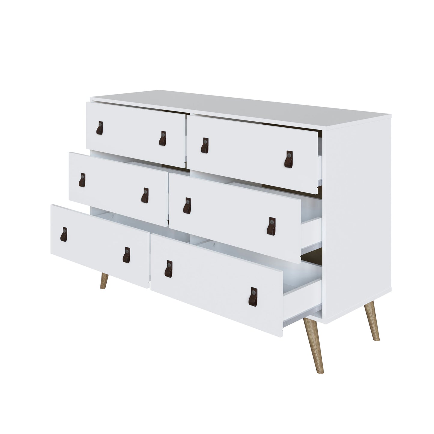 Amber Double Wide Dresser and Nightstand - Set of 2 in White