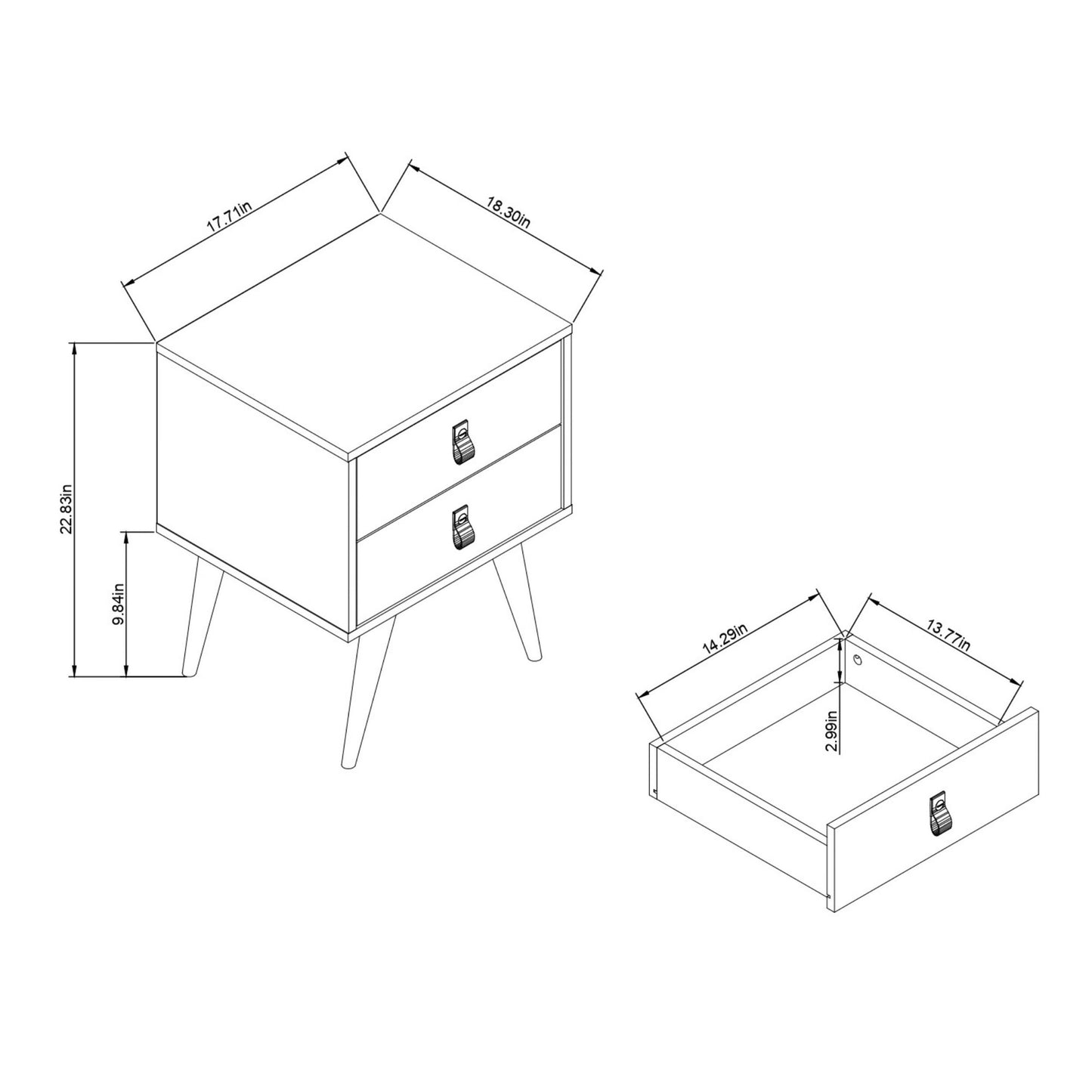 Amber Double Wide Dresser and Nightstand - Set of 2 in Nature