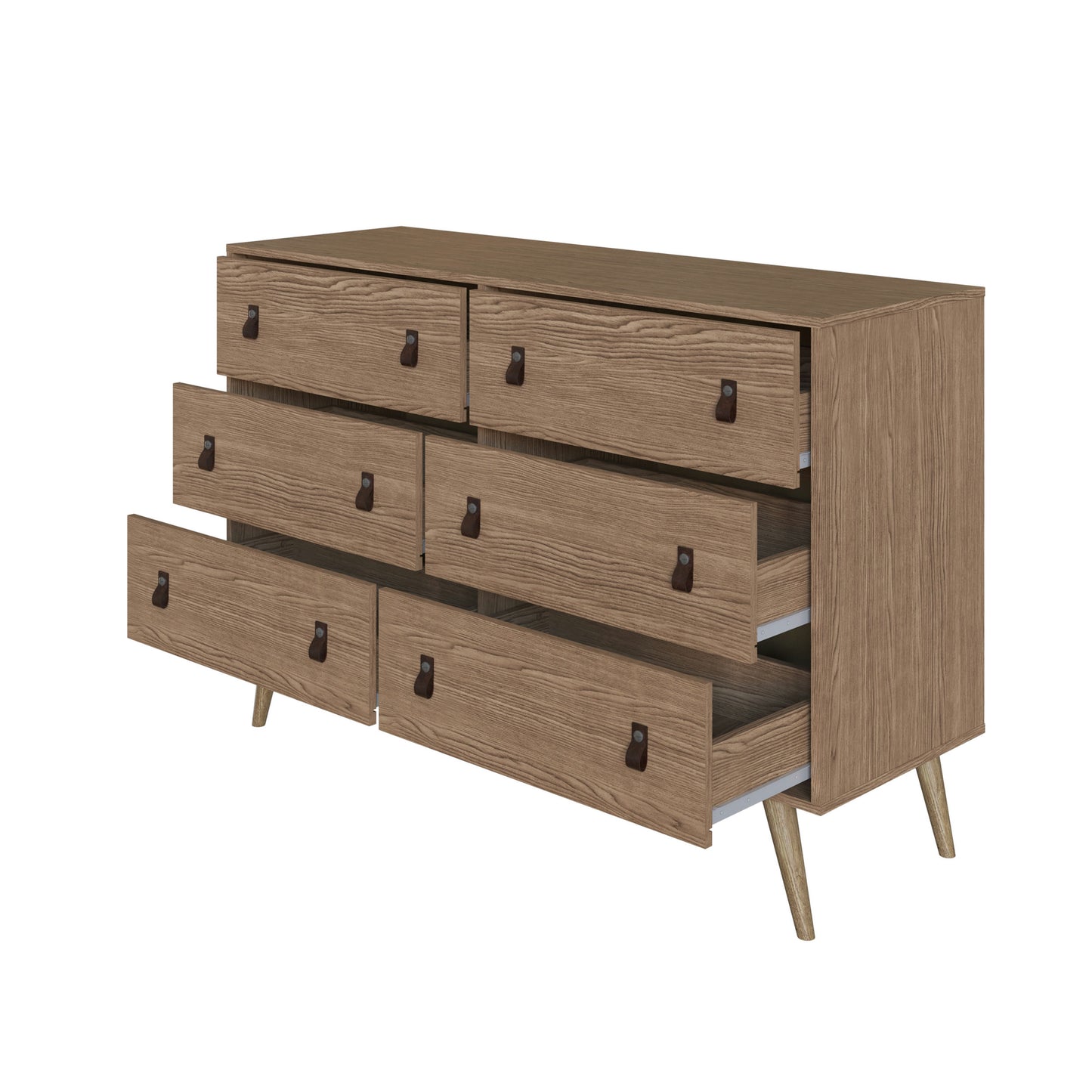 Amber Double Wide Dresser and Nightstand - Set of 2 in Nature