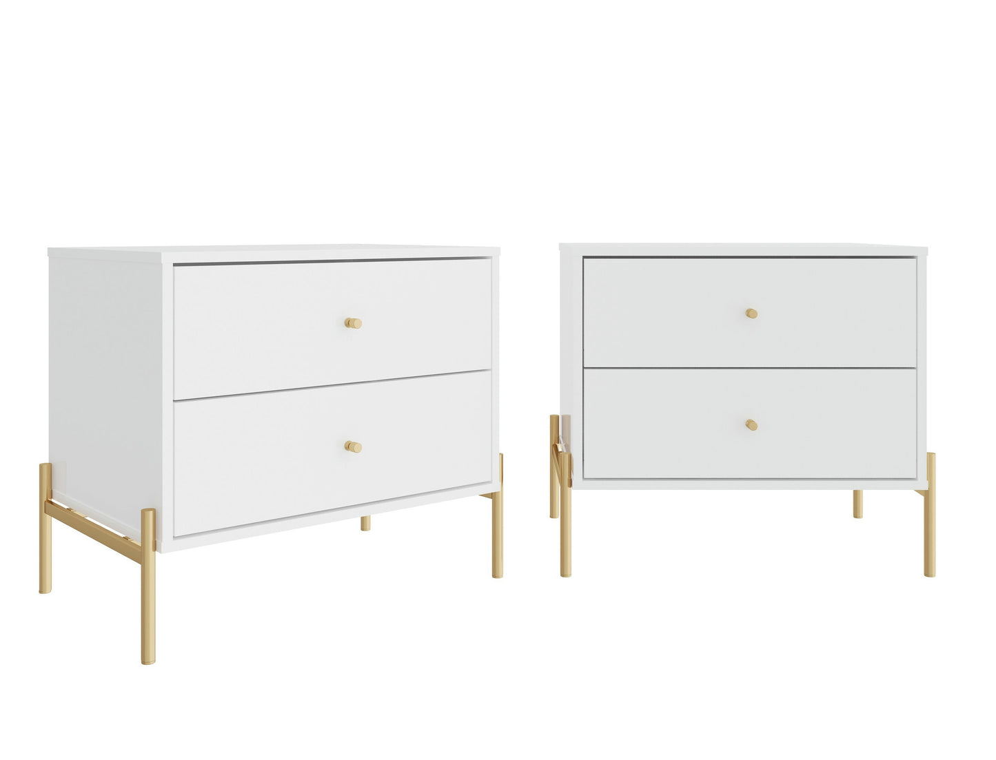 Jasper Full Extension Drawer Nightstand in White Gloss (Set of 2)