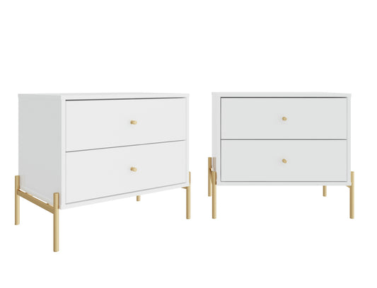 Jasper Full Extension Drawer Nightstand in White Gloss (Set of 2)