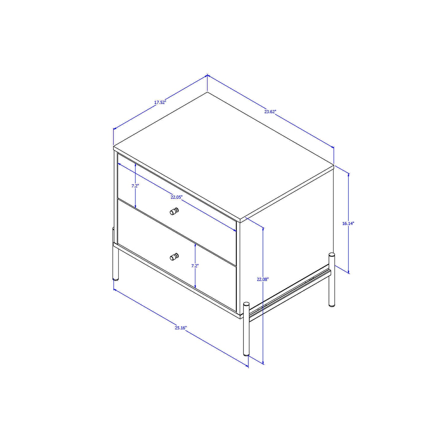 Jasper Full Extension Drawer Nightstand in Off White (Set of 2)