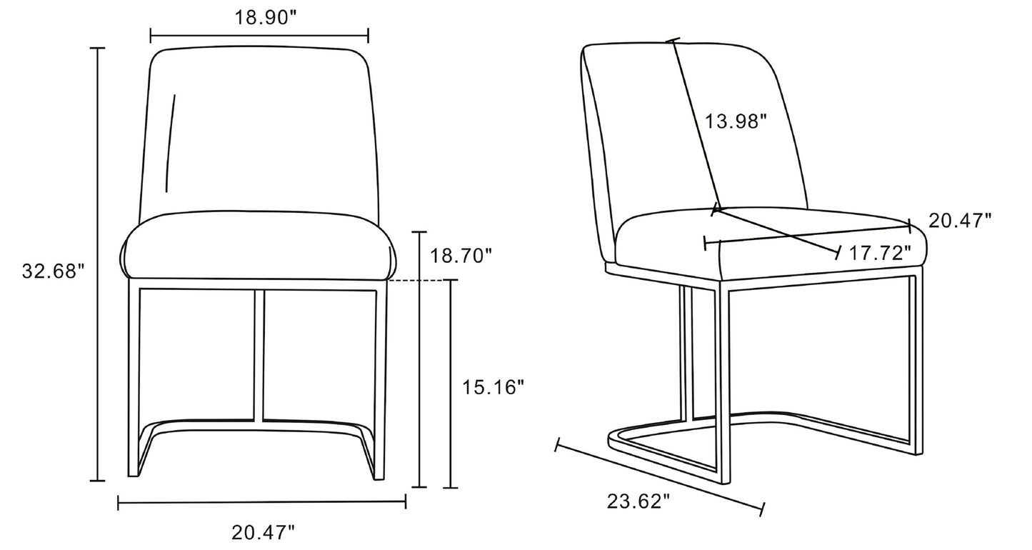 Serena Faux Leather Dining Chair in Cream (Set of 2)