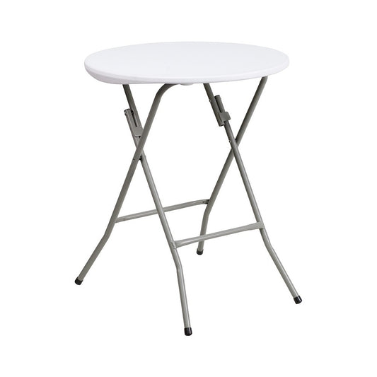 2-Foot Round Granite White Plastic Folding Table