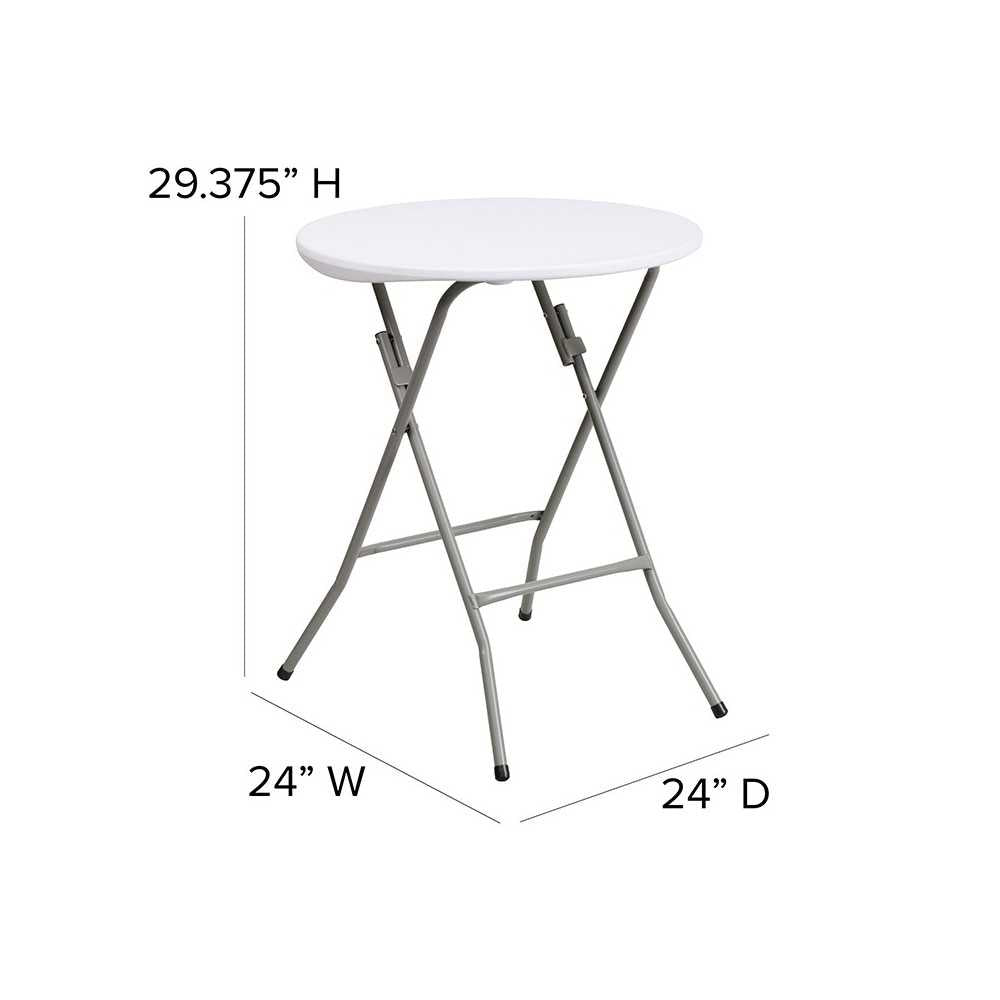 2-Foot Round Granite White Plastic Folding Table