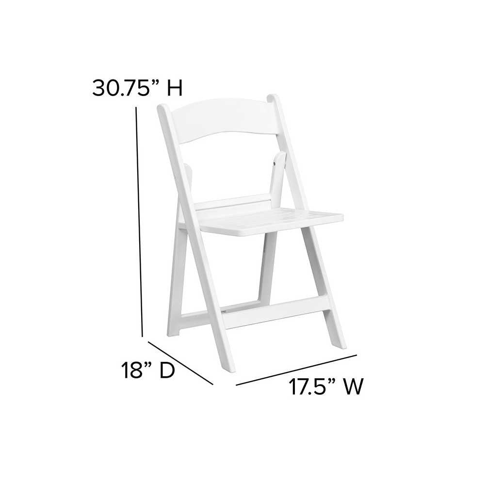 2 Pack 1000 lb. Capacity White Resin Folding Chair with Slatted Seat