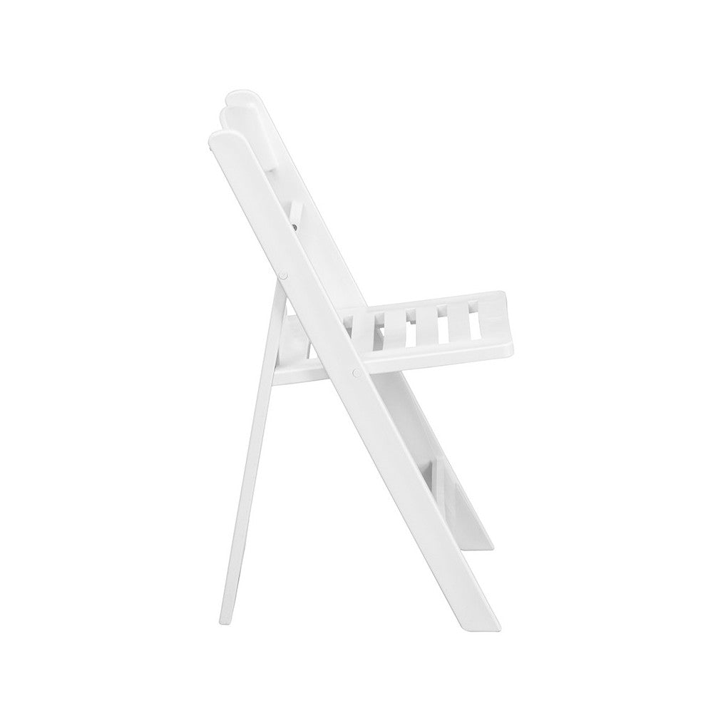 2 Pack 1000 lb. Capacity White Resin Folding Chair with Slatted Seat