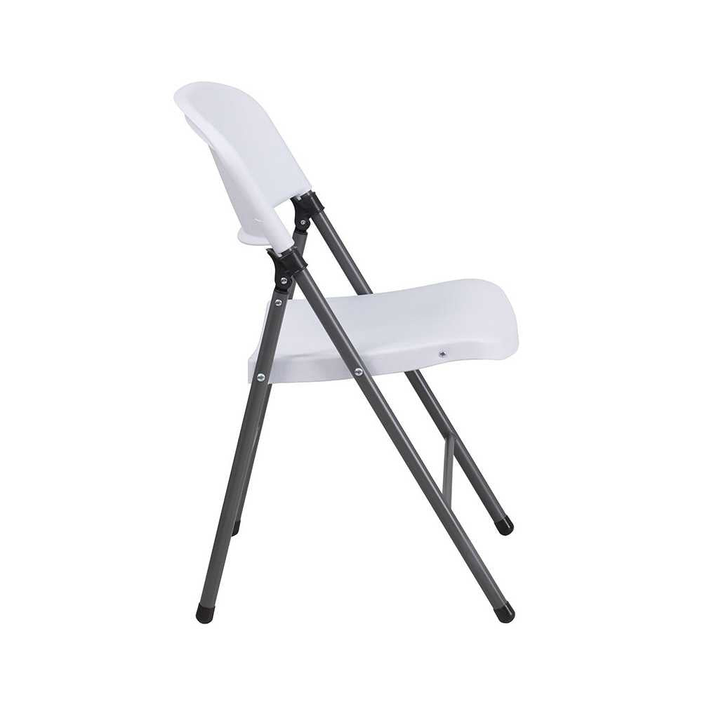 2 Pack 330 lb. Capacity Granite White Plastic Folding Chair with Charcoal Frame
