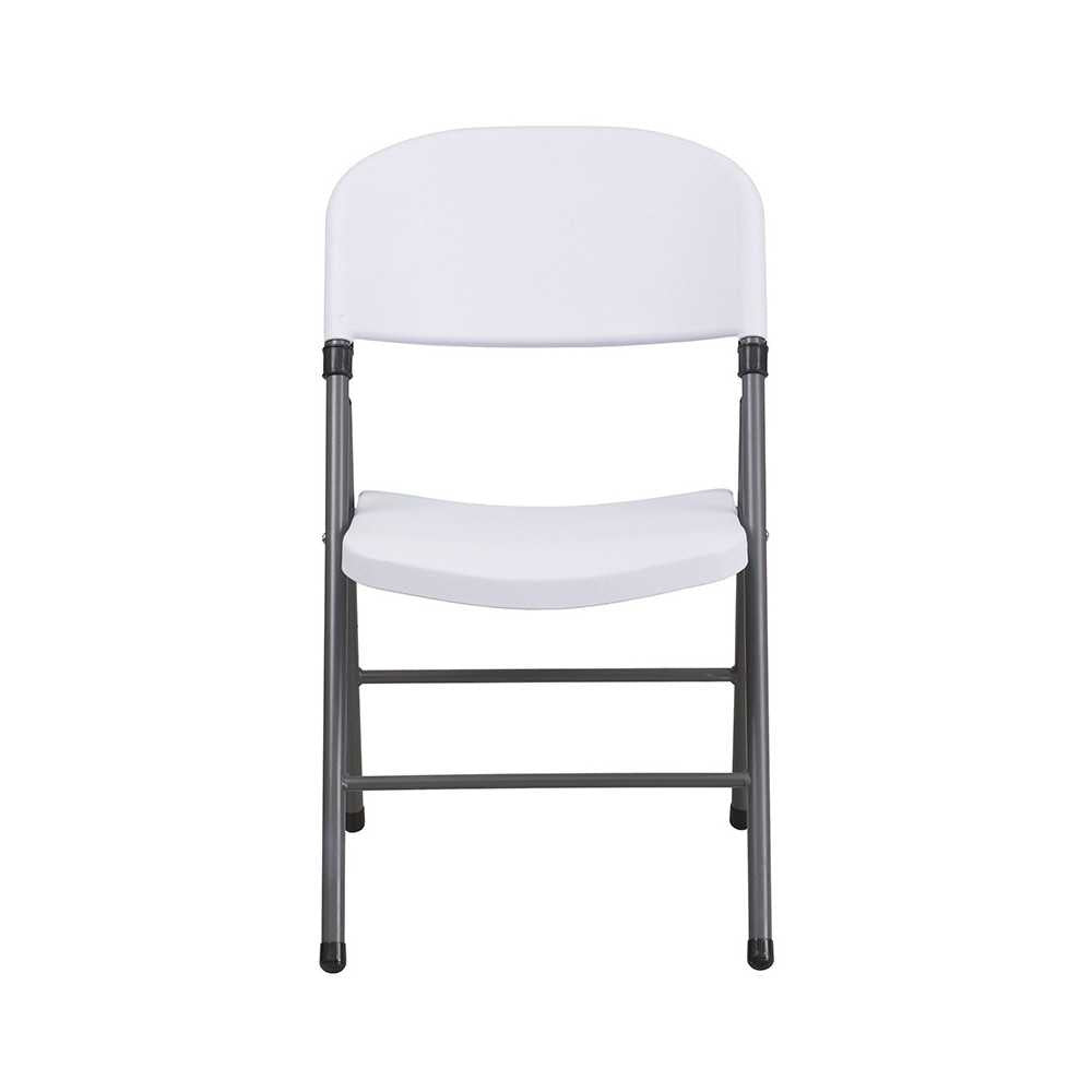 2 Pack 330 lb. Capacity Granite White Plastic Folding Chair with Charcoal Frame
