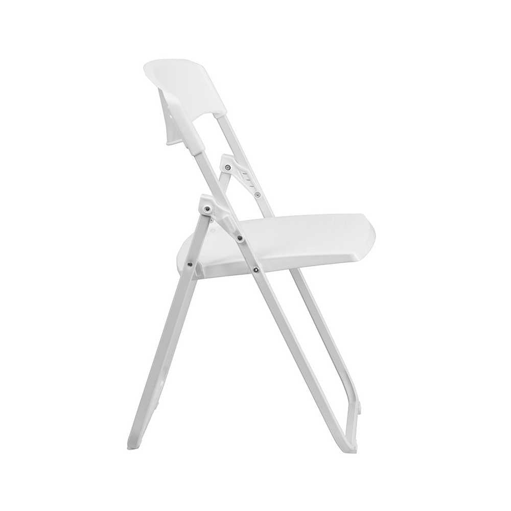 2 Pack 500 lb. Capacity Heavy Duty White Plastic Folding Chair with Built-in Ganging Brackets