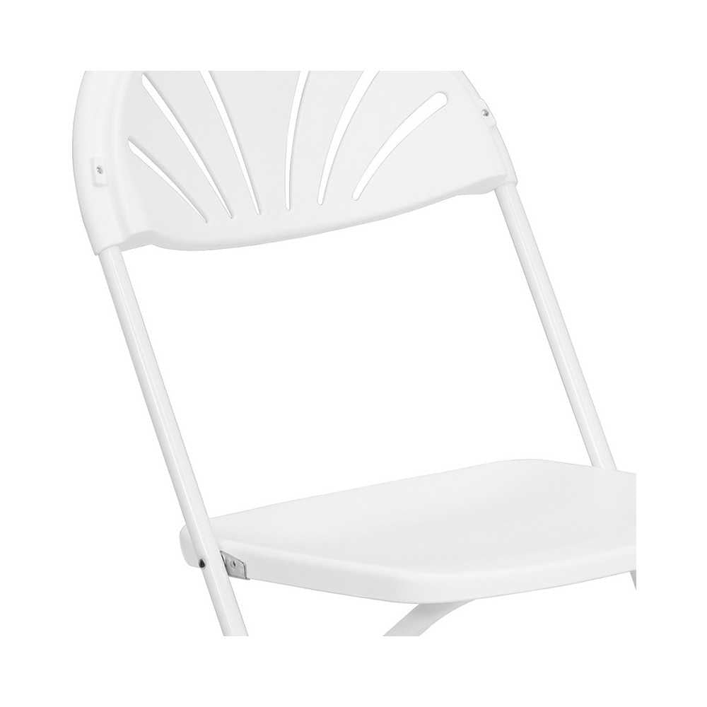 2 Pack 650 lb. Capacity White Plastic Fan Back Folding Chair