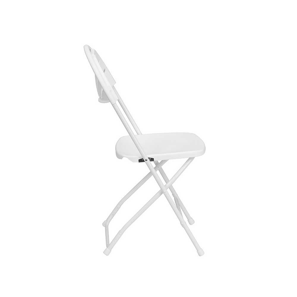 2 Pack 650 lb. Capacity White Plastic Fan Back Folding Chair