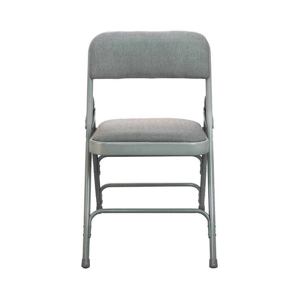 2-Pack Advantage Gray Padded Metal Folding Chair - Gray 1-in Fabric Seat