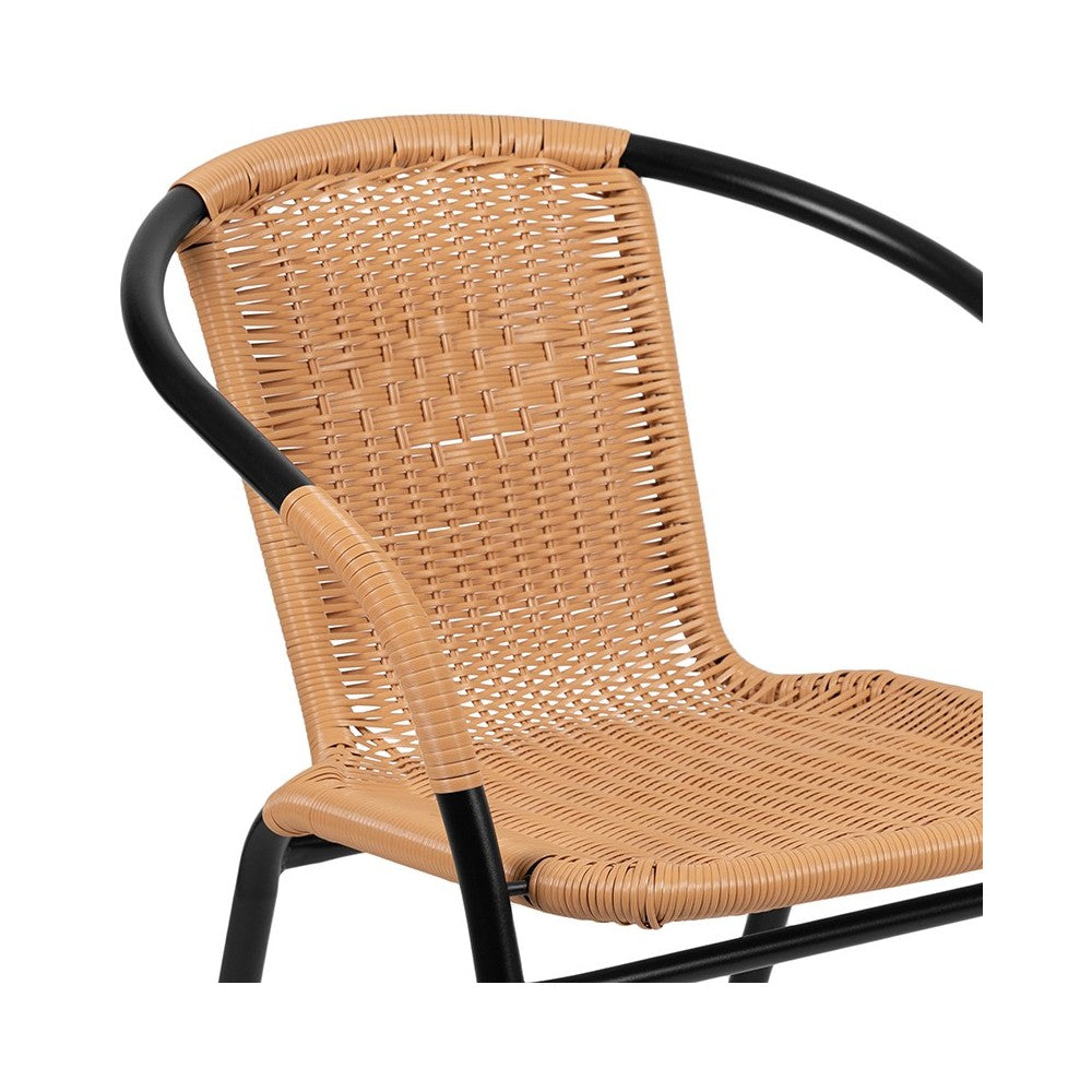 2 Pack Beige Rattan Indoor-Outdoor Restaurant Stack Chair