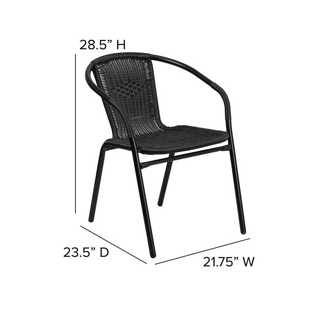 2 Pack Black Rattan Indoor-Outdoor Restaurant Stack Chair