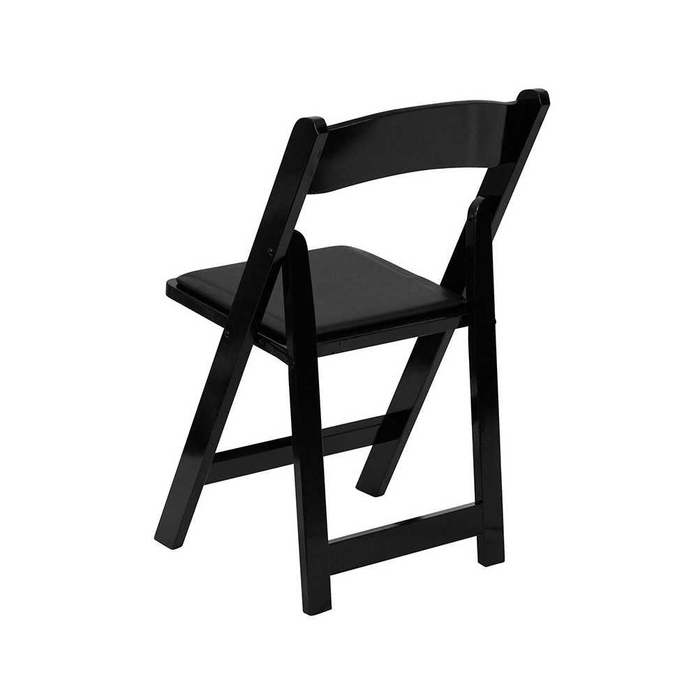 2 Pack Black Wood Folding Chair with Vinyl Padded Seat