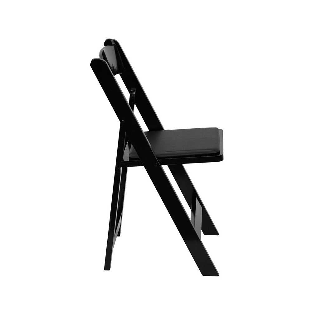 2 Pack Black Wood Folding Chair with Vinyl Padded Seat