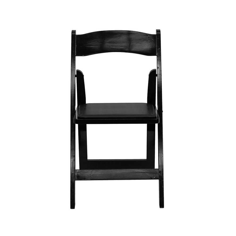 2 Pack Black Wood Folding Chair with Vinyl Padded Seat