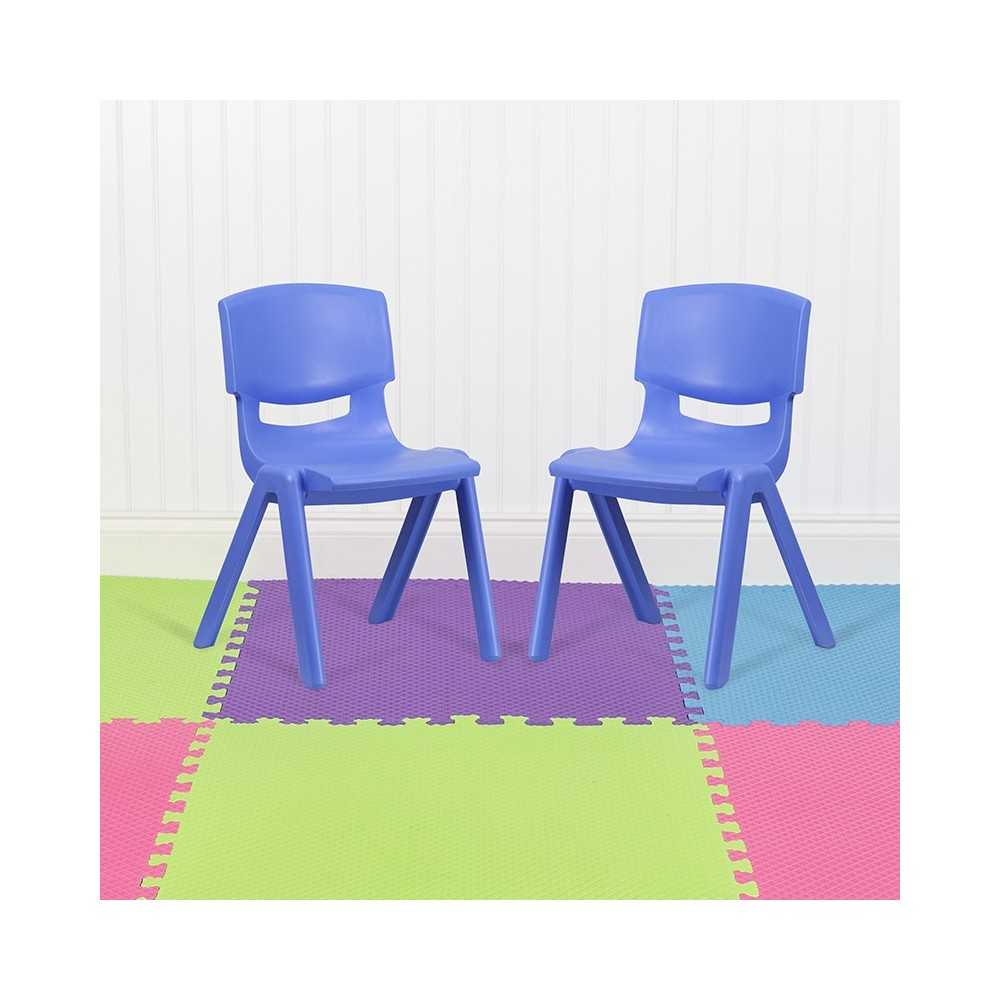 2 Pack Blue Plastic Stackable School Chair with 15.5" Seat Height