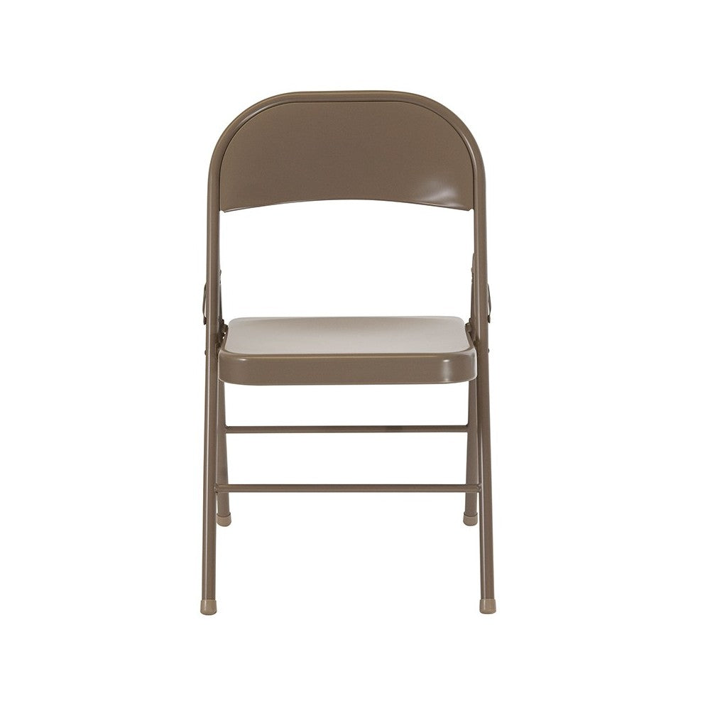 2 Pack Double Braced Beige Metal Folding Chair