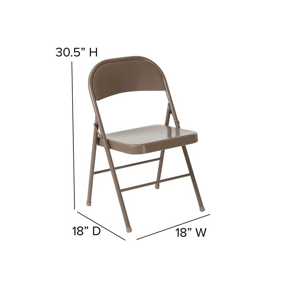 2 Pack Double Braced Beige Metal Folding Chair