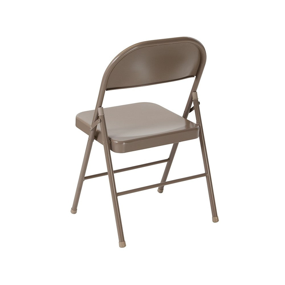 2 Pack Double Braced Beige Metal Folding Chair