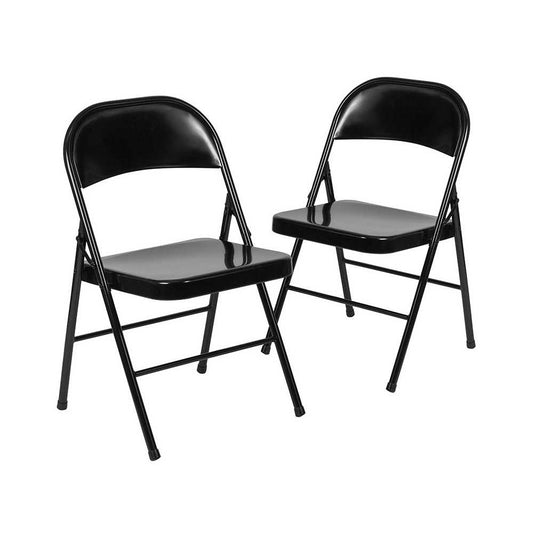 2 Pack Double Braced Black Metal Folding Chair