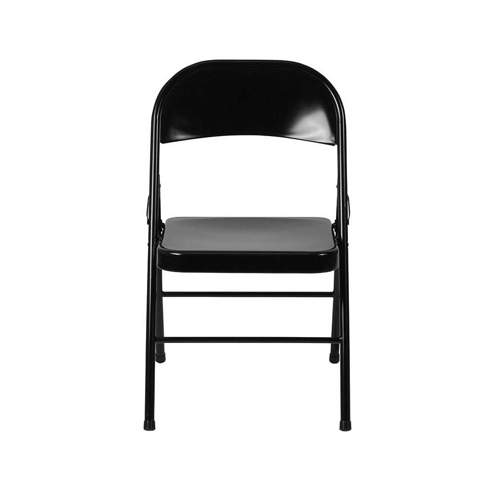 2 Pack Double Braced Black Metal Folding Chair