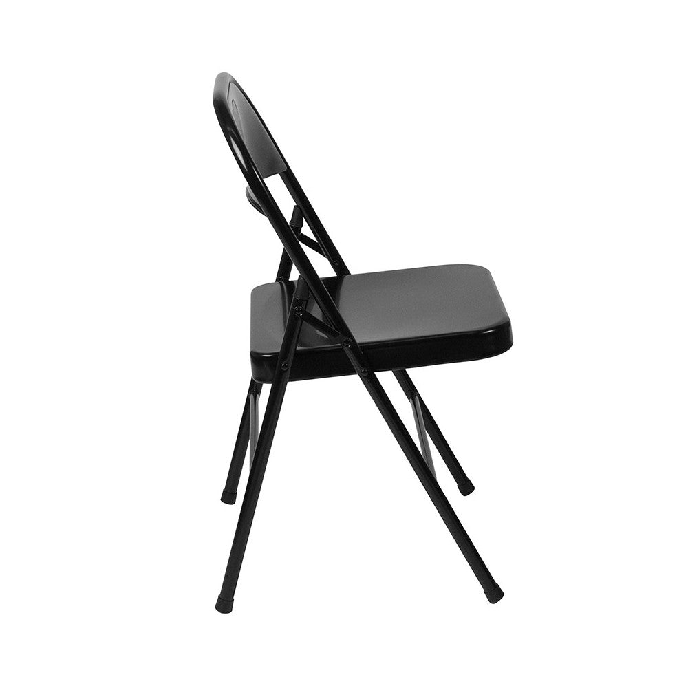 2 Pack Double Braced Black Metal Folding Chair