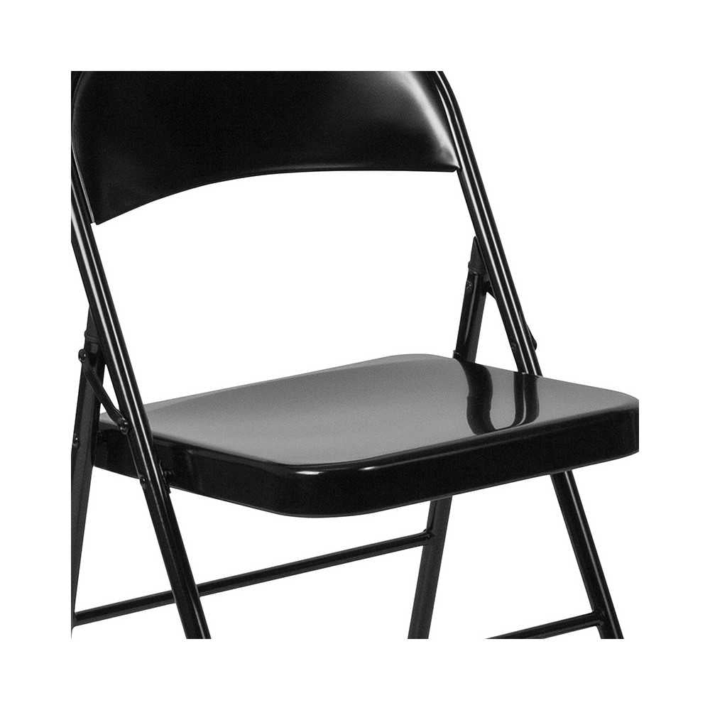 2 Pack Double Braced Black Metal Folding Chair