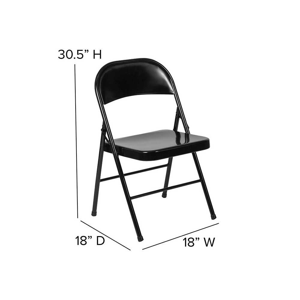 2 Pack Double Braced Black Metal Folding Chair