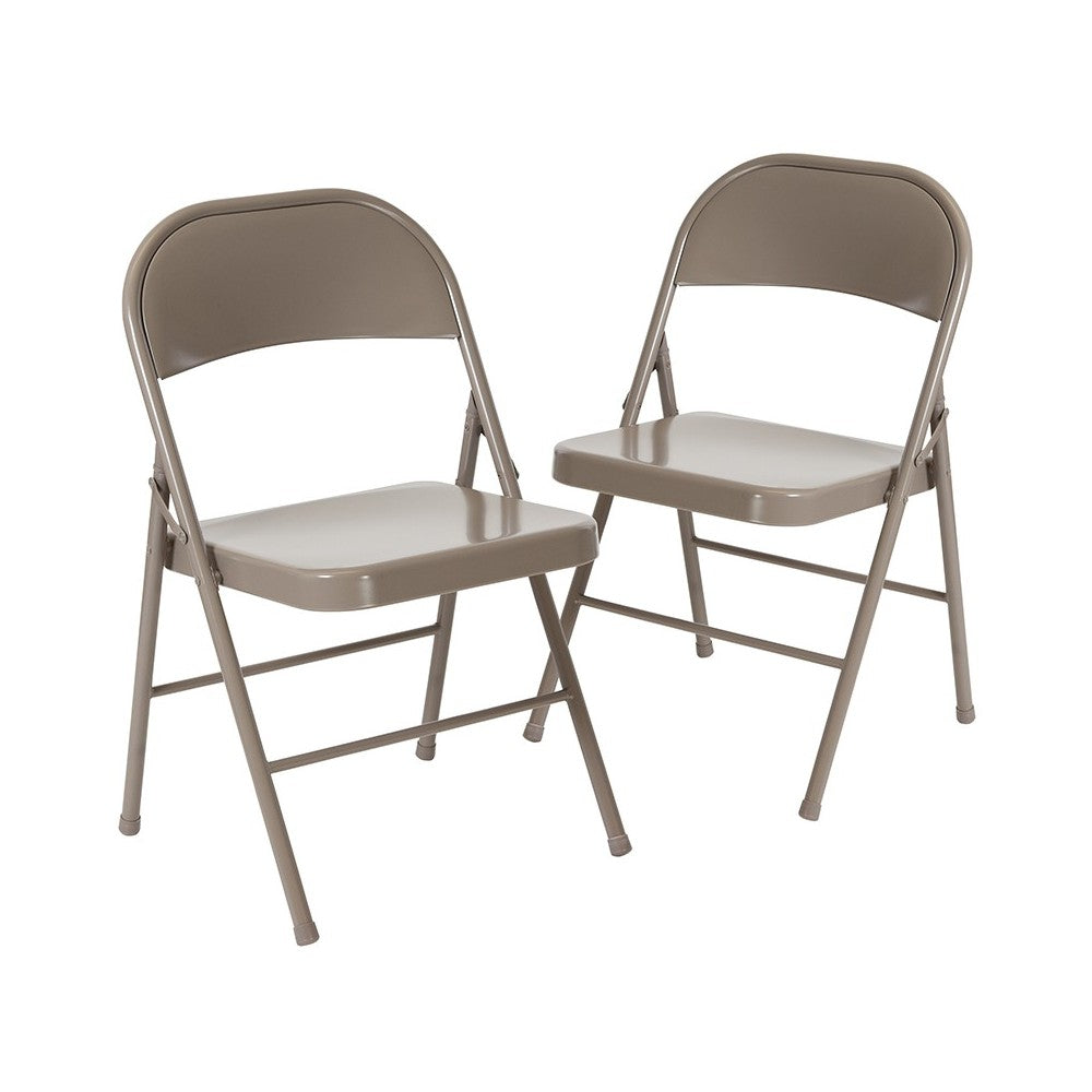 2 Pack Double Braced Gray Metal Folding Chair