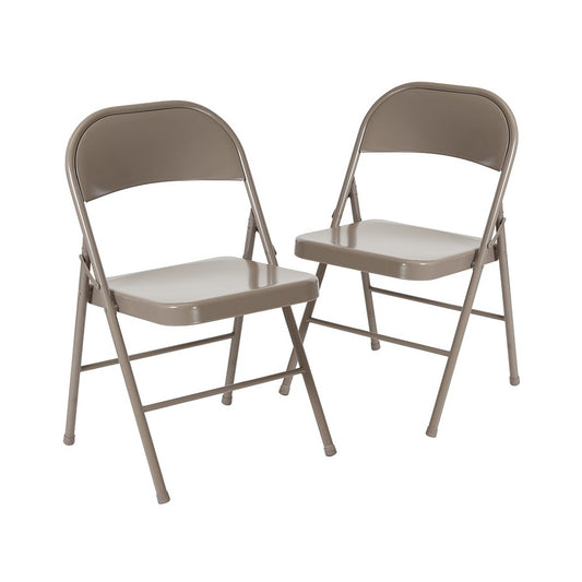 2 Pack Double Braced Gray Metal Folding Chair