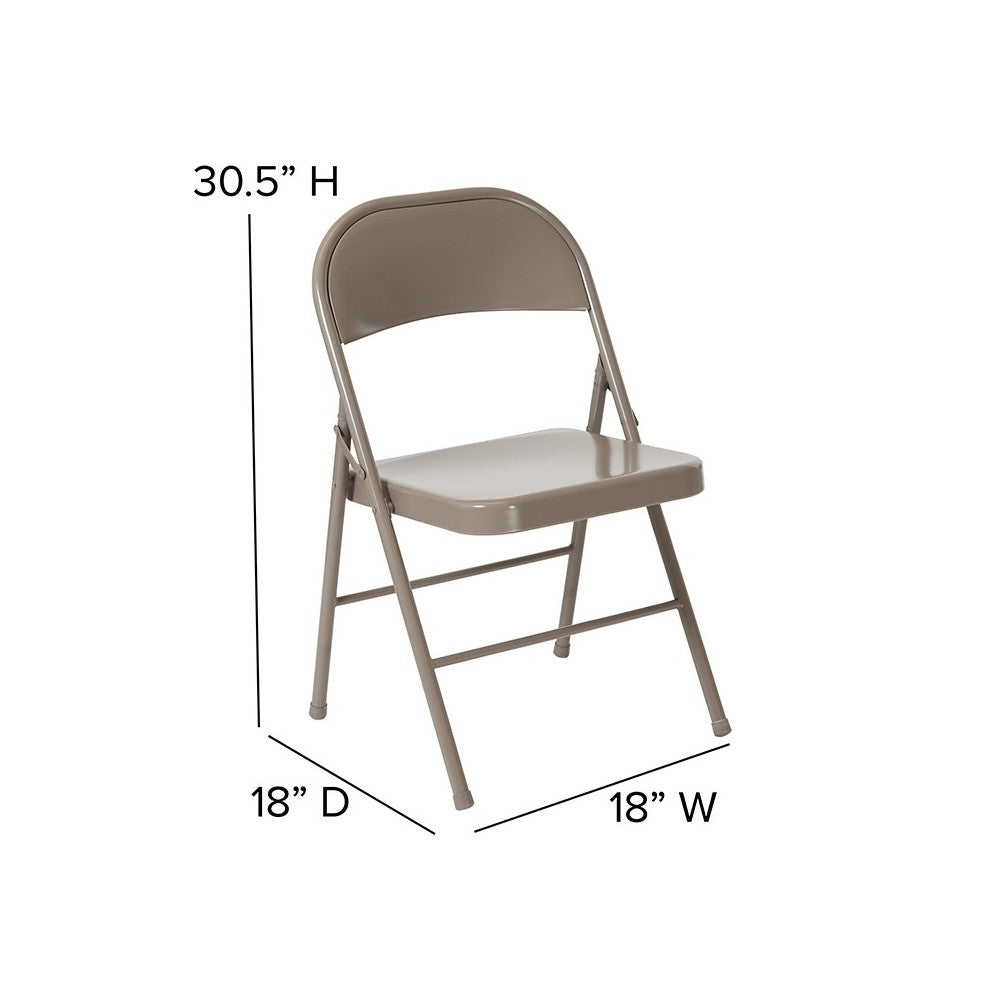 2 Pack Double Braced Gray Metal Folding Chair