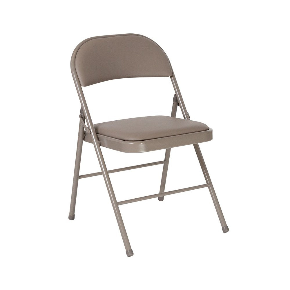 2 Pack Double Braced Gray Vinyl Folding Chair