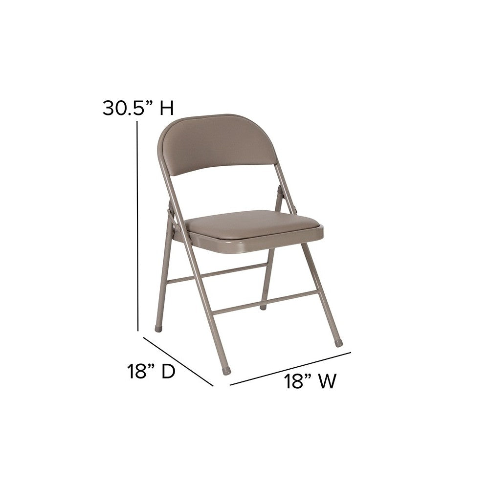 2 Pack Double Braced Gray Vinyl Folding Chair