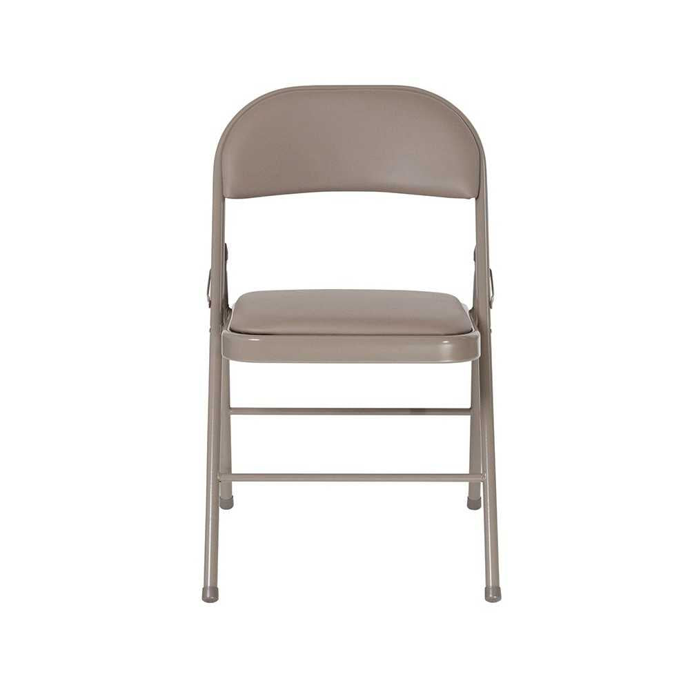 2 Pack Double Braced Gray Vinyl Folding Chair