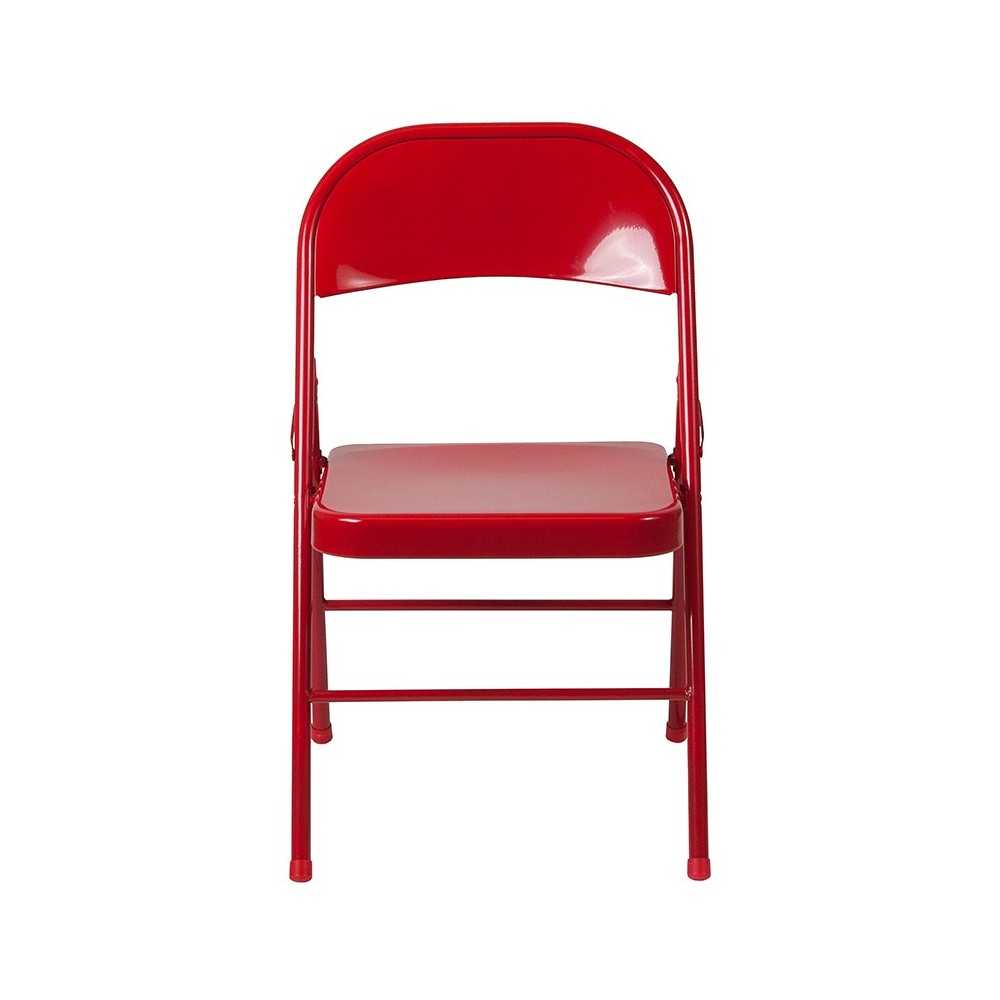 2 Pack Double Braced Red Metal Folding Chair