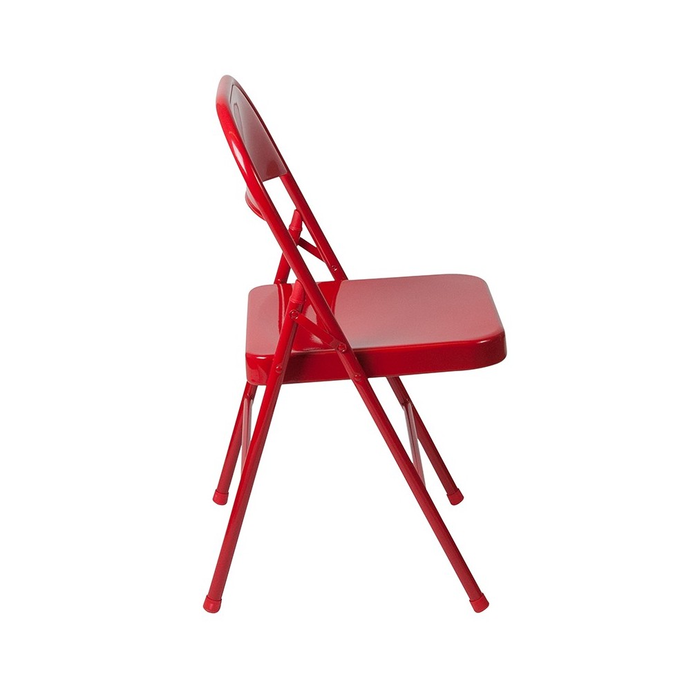 2 Pack Double Braced Red Metal Folding Chair